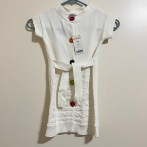 Gymboree Girls Cable Knit Sweater‎ Dress 3-4T Colorful Buttons Tie Waist Cozy